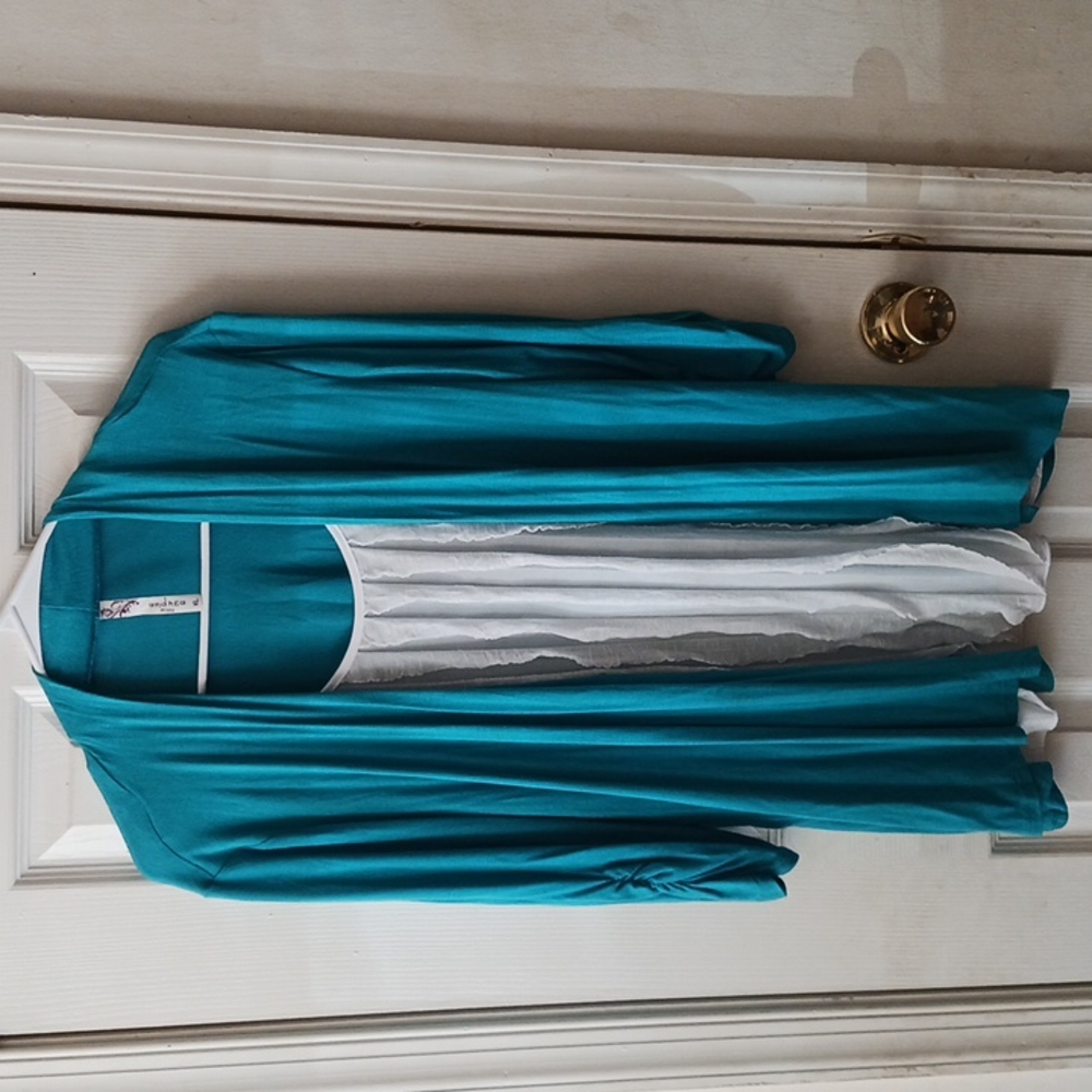 Andrea Missy size xl blue green top.